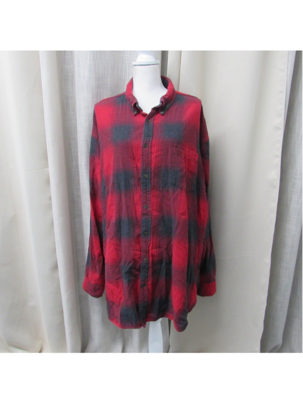 The Foundry Mens 3XLT Red Black Plaid Flannel Long Sleeve Button Down Shirt